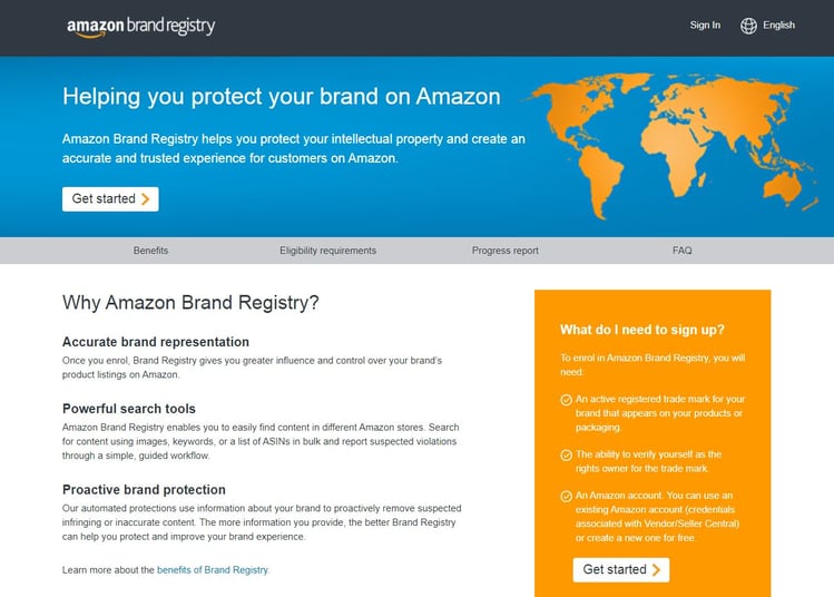 Amazon Brand Registry Screenshot
