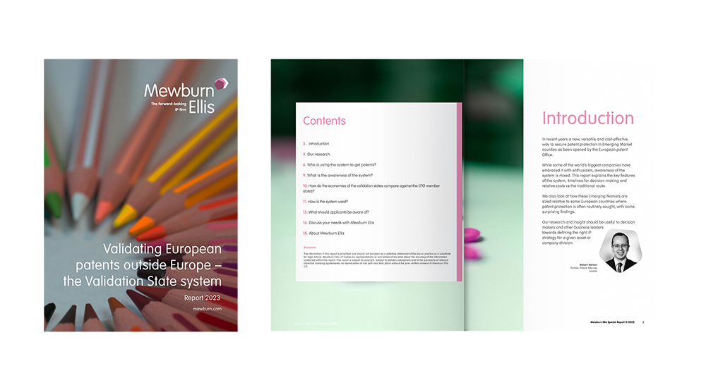 Open pages of Validating European patents outside Europe Special report 2023