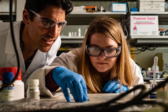 Rice engineer Rafael Verduzco and graduate student Morgan Barnes